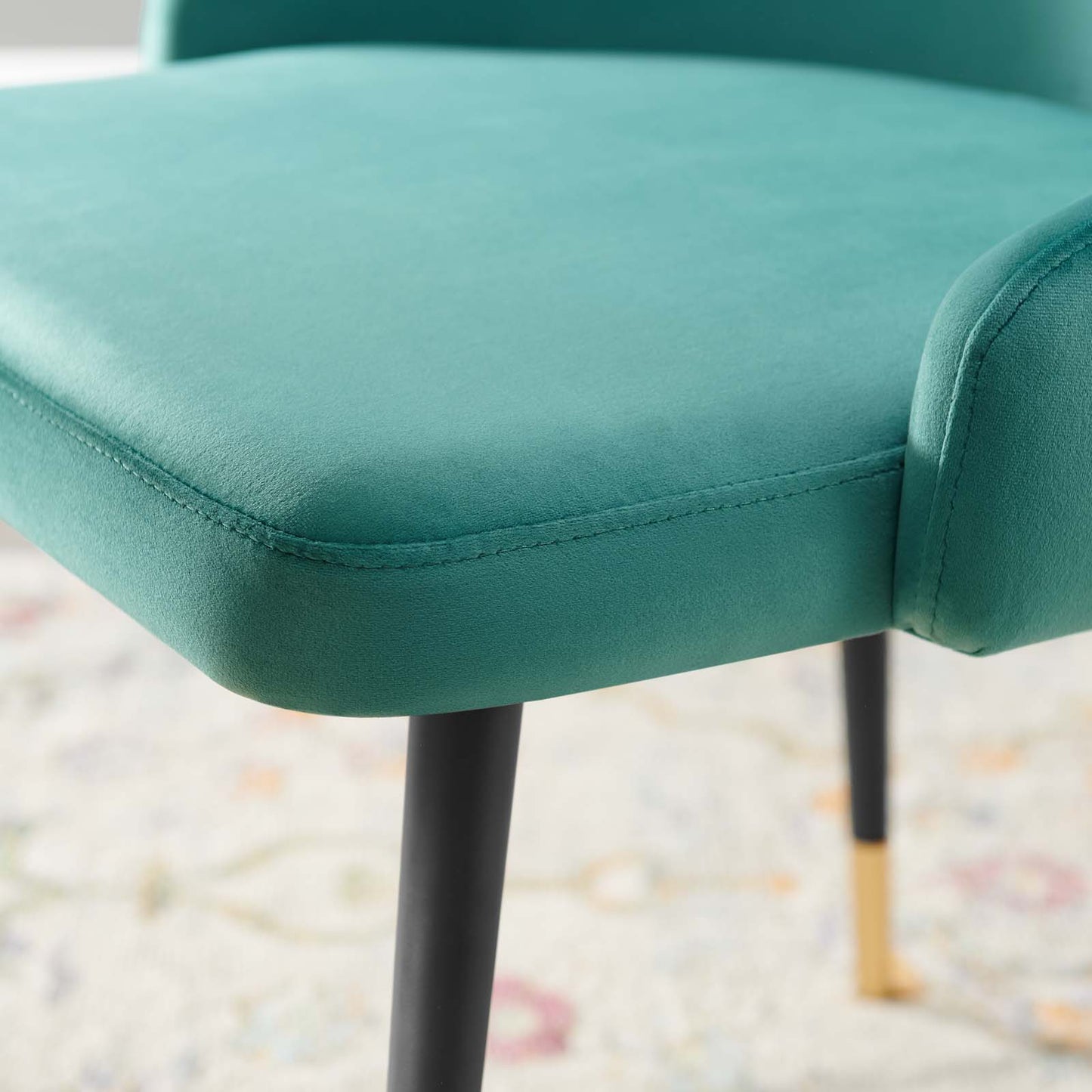 Adorn Tufted Performance Velvet Dining Side Chair, Velvet, Teal Blue, 18755