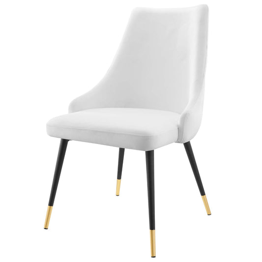 Adorn Tufted Performance Velvet Dining Side Chair, Velvet, White, 18756
