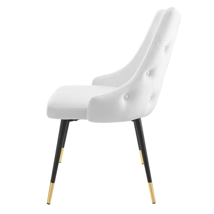 Adorn Tufted Performance Velvet Dining Side Chair, Velvet, White, 18756