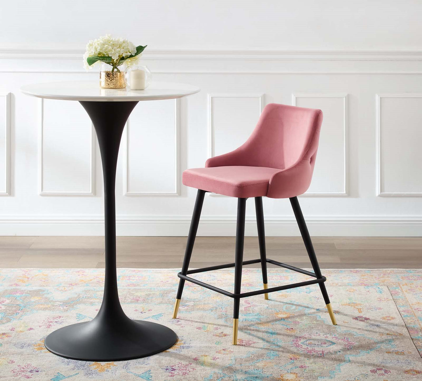 Adorn Performance Velvet Counter Stool, Velvet, Pink, 18757
