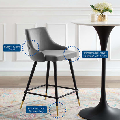 Adorn Performance Velvet Counter Bar Stool, Velvet, Grey Gray, 23119