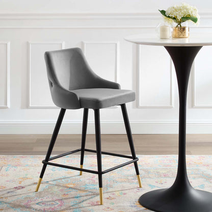 Adorn Performance Velvet Counter Bar Stool, Velvet, Grey Gray, 23119