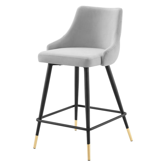 Adorn Performance Velvet Counter Stool, Velvet, Light Grey Gray, 18758
