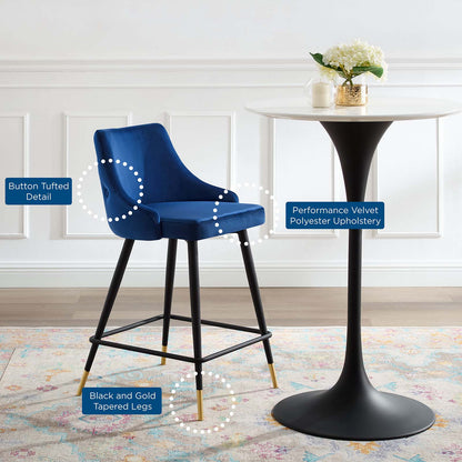 Adorn Performance Velvet Counter Stool, Velvet, Blue Navy, 18759