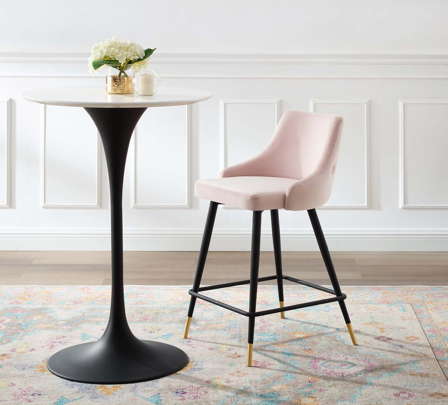 Adorn Performance Velvet Counter Stool, Velvet, Pink, 18760