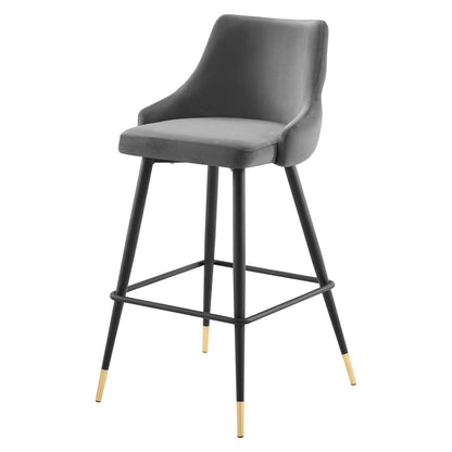 Adorn Performance Velvet Bar Stool, Velvet, Grey Gray, 23120