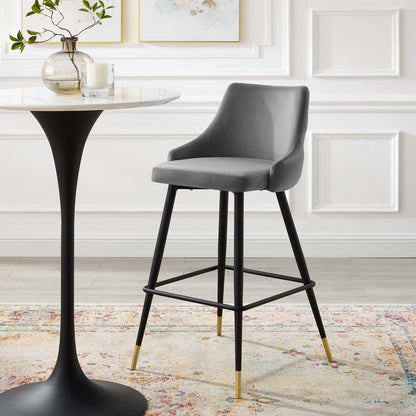 Adorn Performance Velvet Bar Stool, Velvet, Grey Gray, 23120