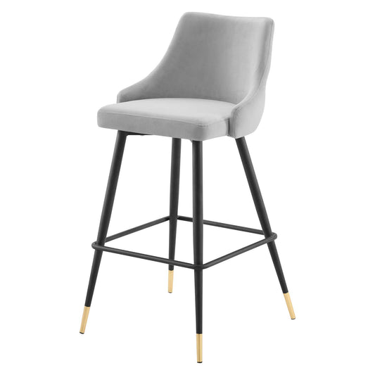 Adorn Performance Velvet Bar Stool, Velvet, Light Grey Gray, 18763