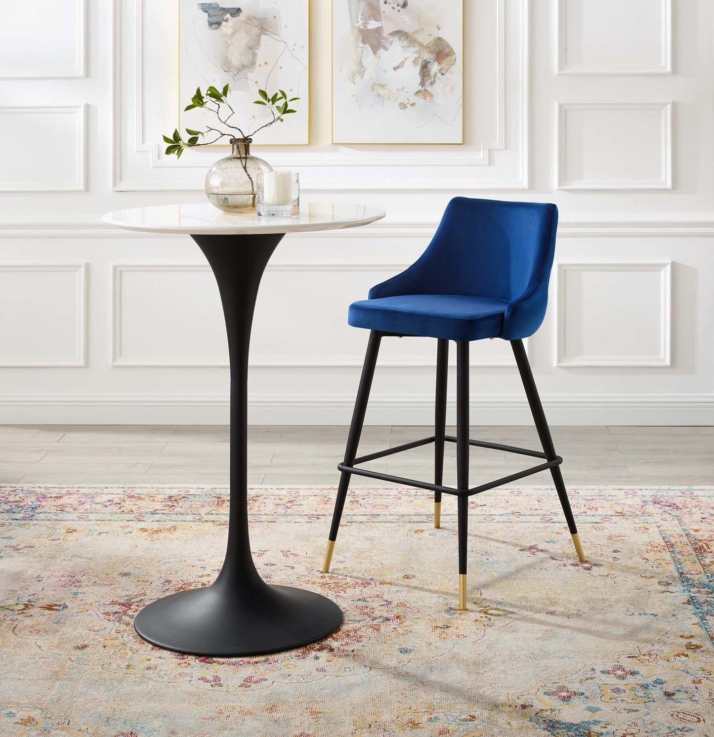 Adorn Performance Velvet Bar Stool, Velvet, Blue Navy, 18764