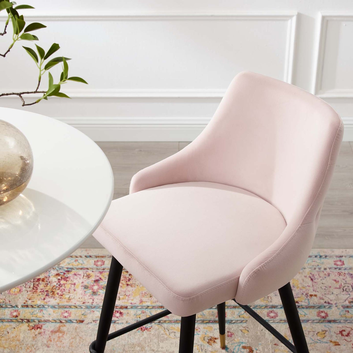 Adorn Performance Velvet Bar Stool, Velvet, Pink, 18765