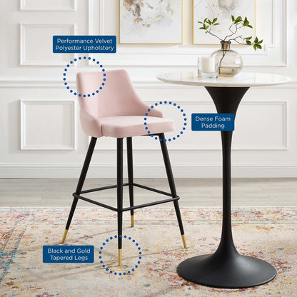 Adorn Performance Velvet Bar Stool, Velvet, Pink, 18765