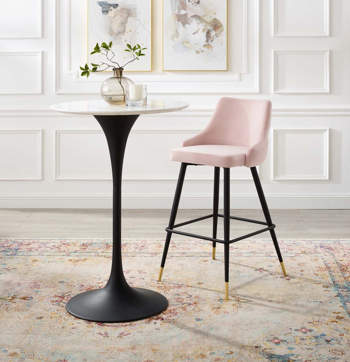 Adorn Performance Velvet Bar Stool, Velvet, Pink, 18765
