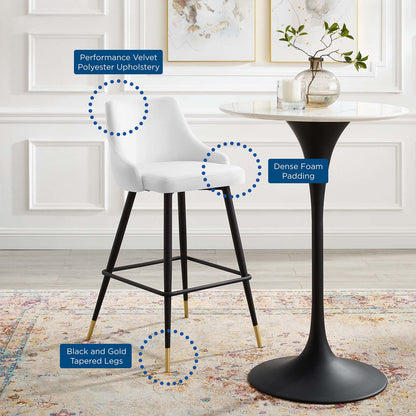 Adorn Performance Velvet Bar Stool, Velvet, White, 18766