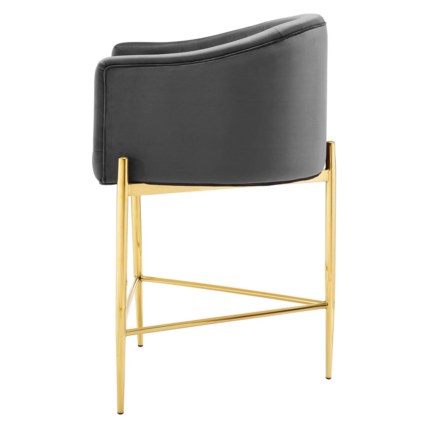 Savour Tufted Counter Stool, Velvet, Metal Steel, Dark Grey Gray, 18767