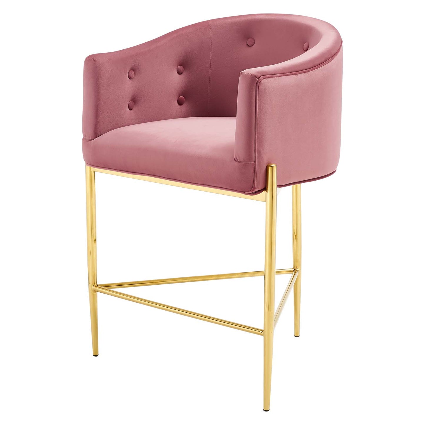 Savour Tufted Counter Stool, Velvet, Metal Steel, Pink, 18768