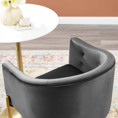 Savour Tufted Performance Velvet Bar Stool, Velvet, Metal Steel, Dark Grey Gray, 18772