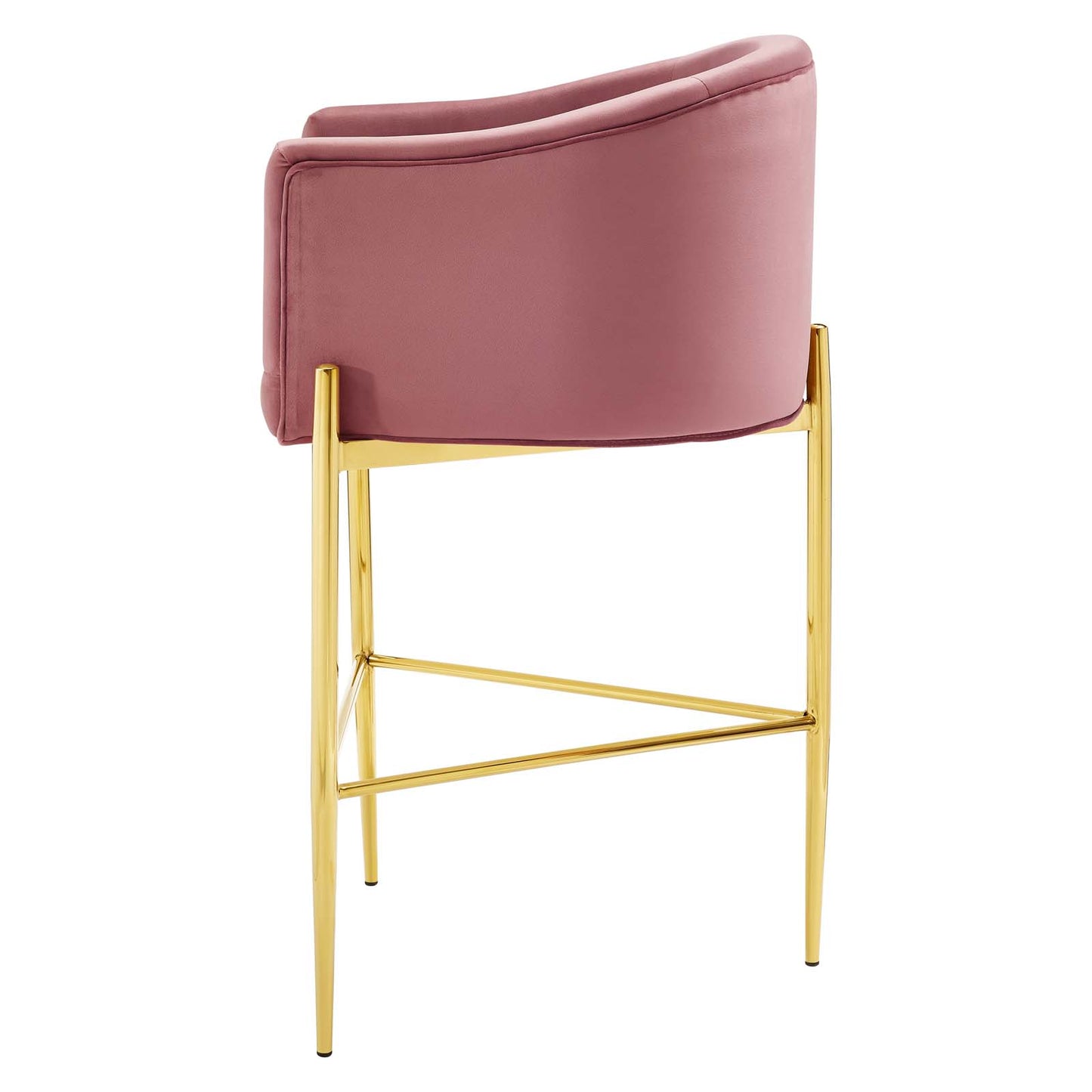 Savour Tufted Performance Velvet Bar Stool, Velvet, Metal Steel, Pink, 18773
