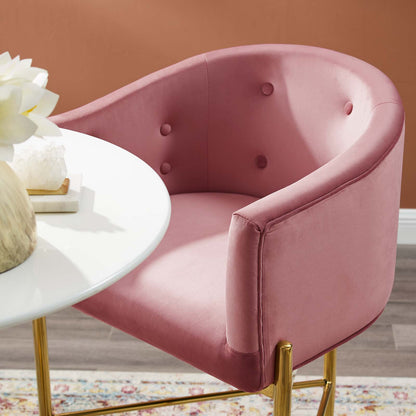 Savour Tufted Performance Velvet Bar Stool, Velvet, Metal Steel, Pink, 18773
