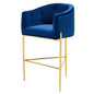 Savour Tufted Performance Velvet Bar Stool, Velvet, Metal Steel, Blue Navy, 18774