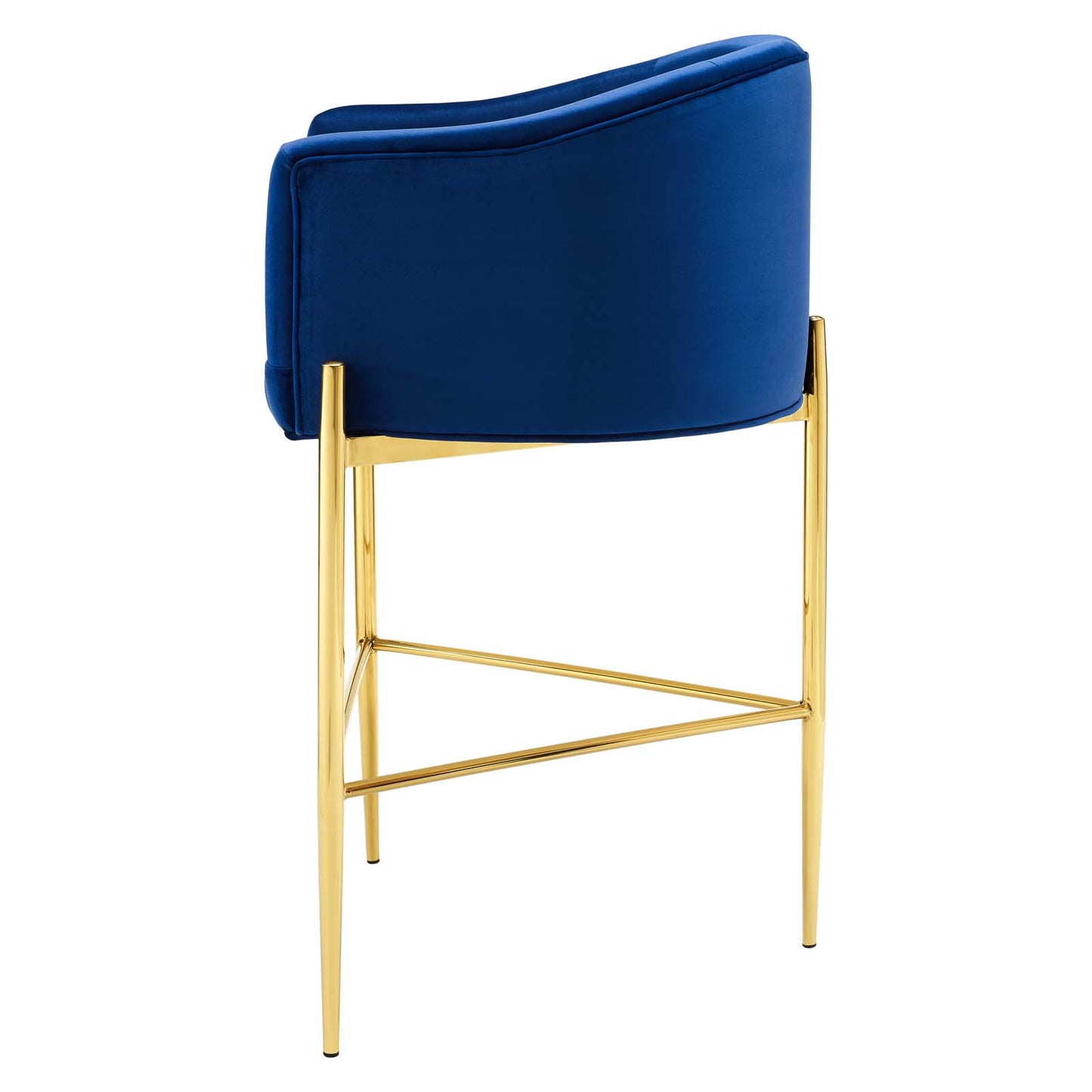 Savour Tufted Performance Velvet Bar Stool, Velvet, Metal Steel, Blue Navy, 18774