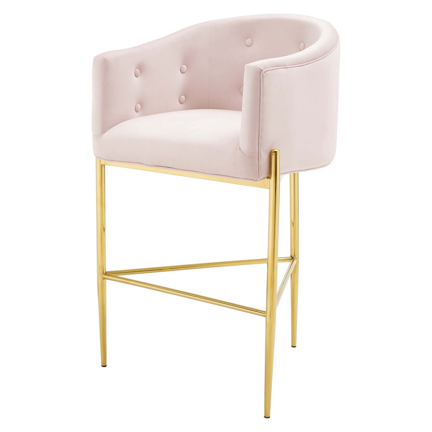 Savour Tufted Performance Velvet Bar Stool, Velvet, Metal Steel, Pink, 18775