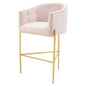 Savour Tufted Performance Velvet Bar Stool, Velvet, Metal Steel, Pink, 18775