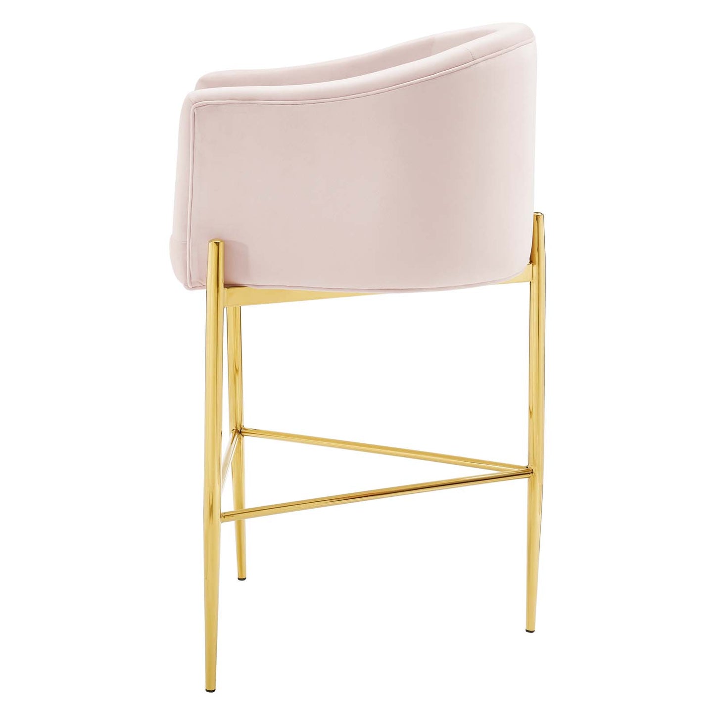 Savour Tufted Performance Velvet Bar Stool, Velvet, Metal Steel, Pink, 18775