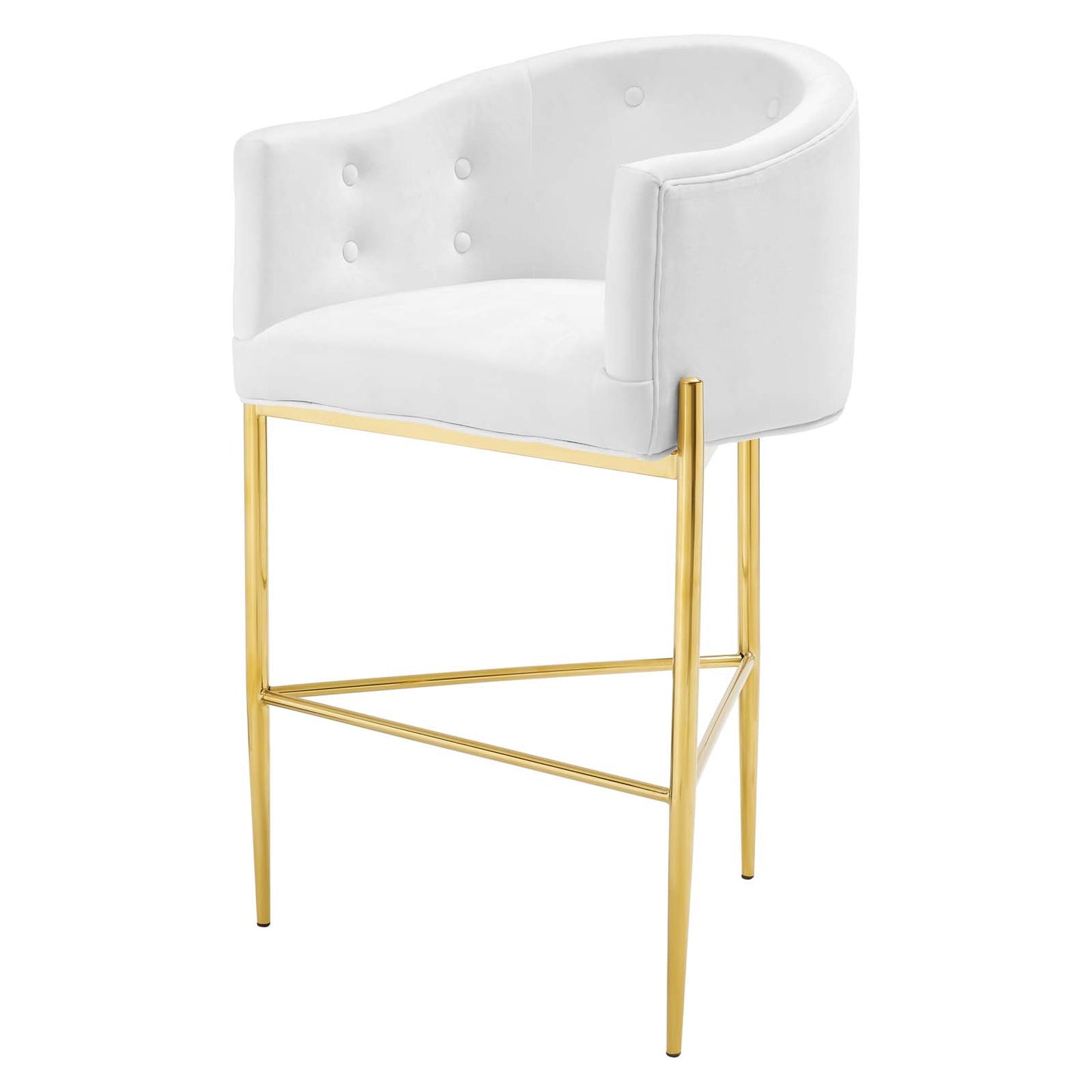Savour Tufted Performance Velvet Bar Stool, Velvet, Metal Steel, White, 18776