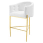 Savour Tufted Performance Velvet Bar Stool, Velvet, Metal Steel, White, 18776