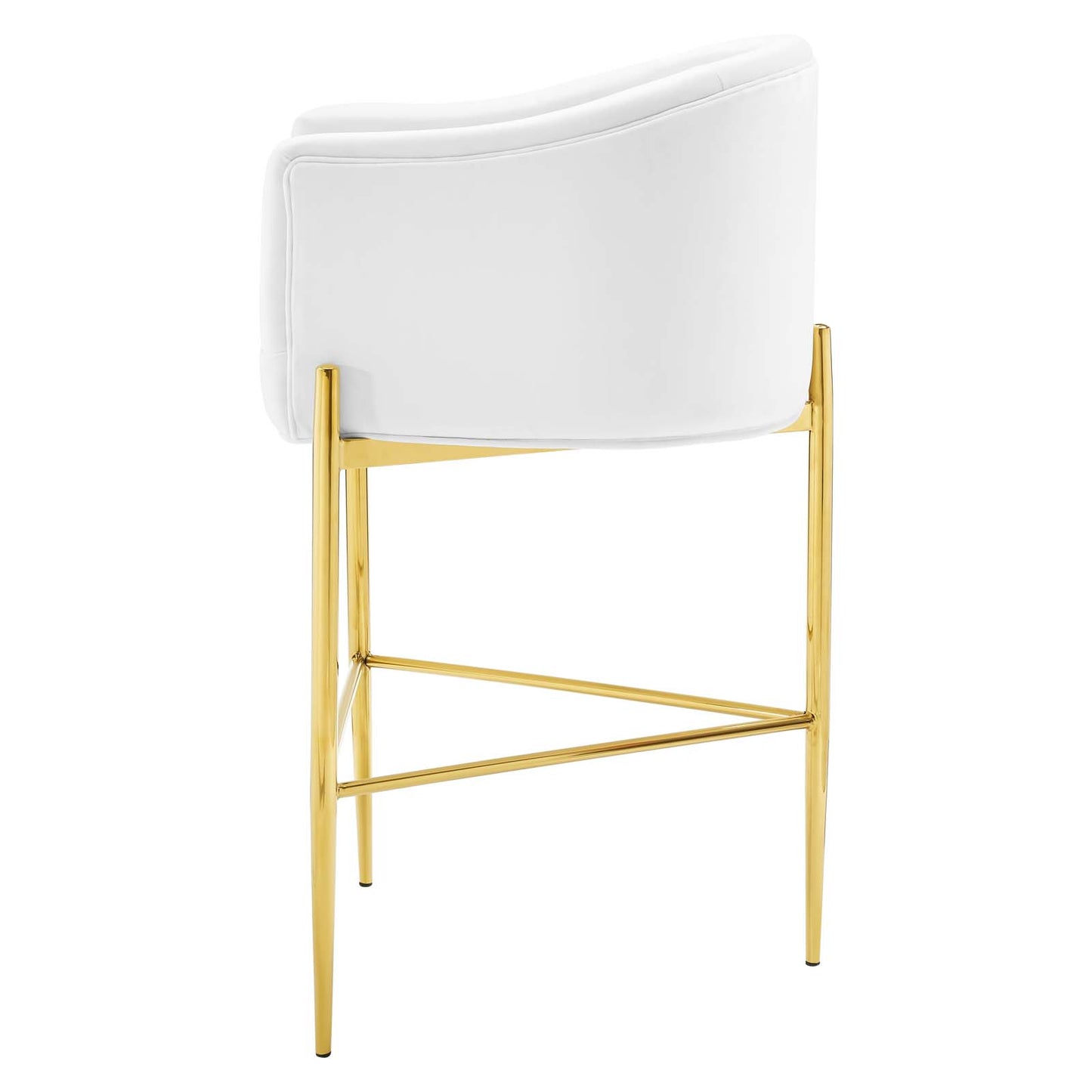Savour Tufted Performance Velvet Bar Stool, Velvet, Metal Steel, White, 18776