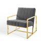 Inspire Channel Tufted Performance Velvet Armchair, Velvet, Dark Grey Gray, 18777