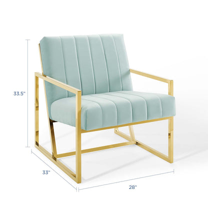 Inspire Channel Tufted Performance Velvet Armchair, Velvet, Blue, 18778