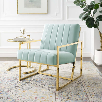 Inspire Channel Tufted Performance Velvet Armchair, Velvet, Blue, 18778