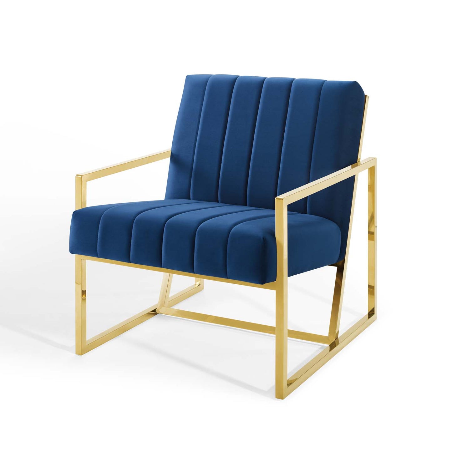Inspire Channel Tufted Performance Velvet Armchair, Velvet, Blue Navy, 18779