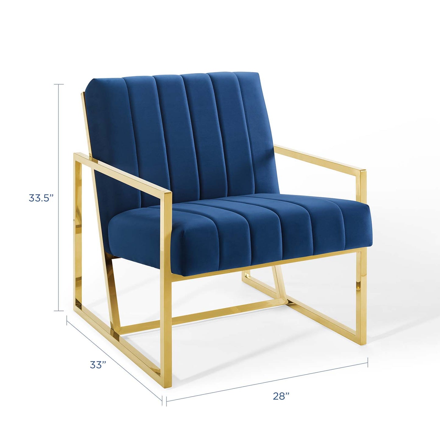 Inspire Channel Tufted Performance Velvet Armchair, Velvet, Blue Navy, 18779