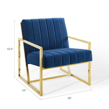 Inspire Channel Tufted Performance Velvet Armchair, Velvet, Blue Navy, 18779