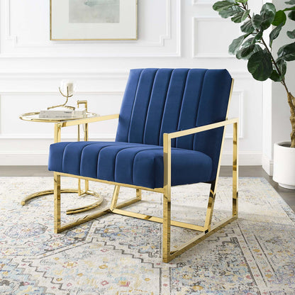 Inspire Channel Tufted Performance Velvet Armchair, Velvet, Blue Navy, 18779