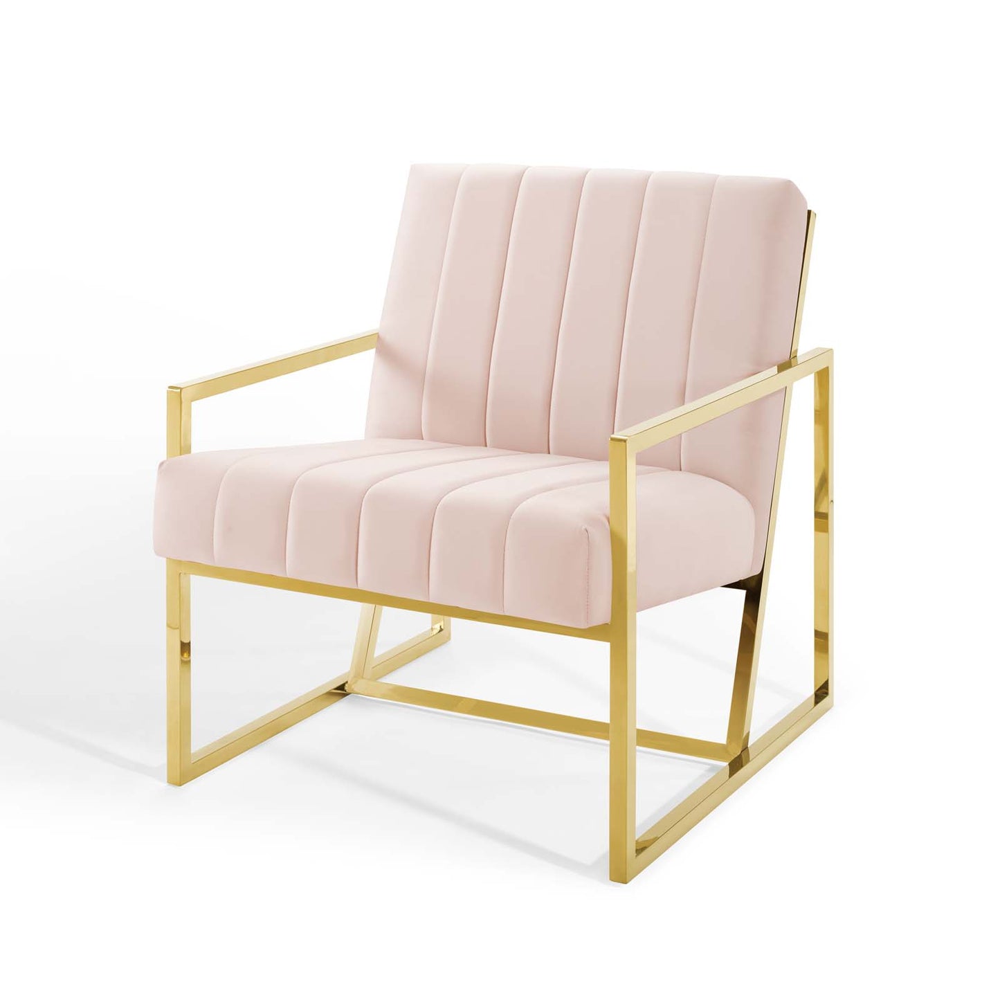 Inspire Channel Tufted Performance Velvet Armchair, Velvet, Pink, 18780