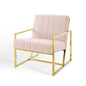 Inspire Channel Tufted Performance Velvet Armchair, Velvet, Pink, 18780