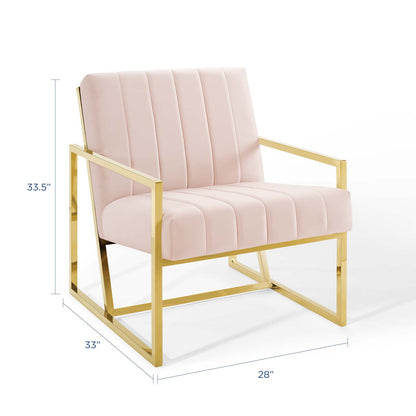 Inspire Channel Tufted Performance Velvet Armchair, Velvet, Pink, 18780