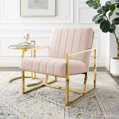 Inspire Channel Tufted Performance Velvet Armchair, Velvet, Pink, 18780