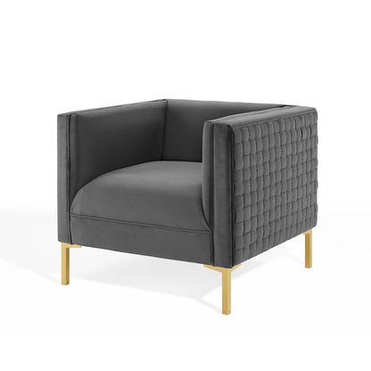 Resonate Performance Velvet Armchair, Velvet, Dark Grey Gray, 18782