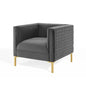 Resonate Performance Velvet Armchair, Velvet, Dark Grey Gray, 18782