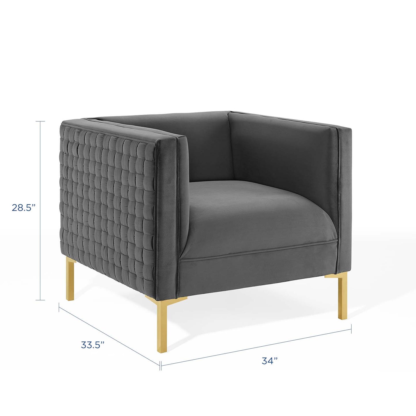 Resonate Performance Velvet Armchair, Velvet, Dark Grey Gray, 18782