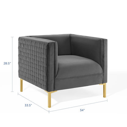Resonate Performance Velvet Armchair, Velvet, Dark Grey Gray, 18782