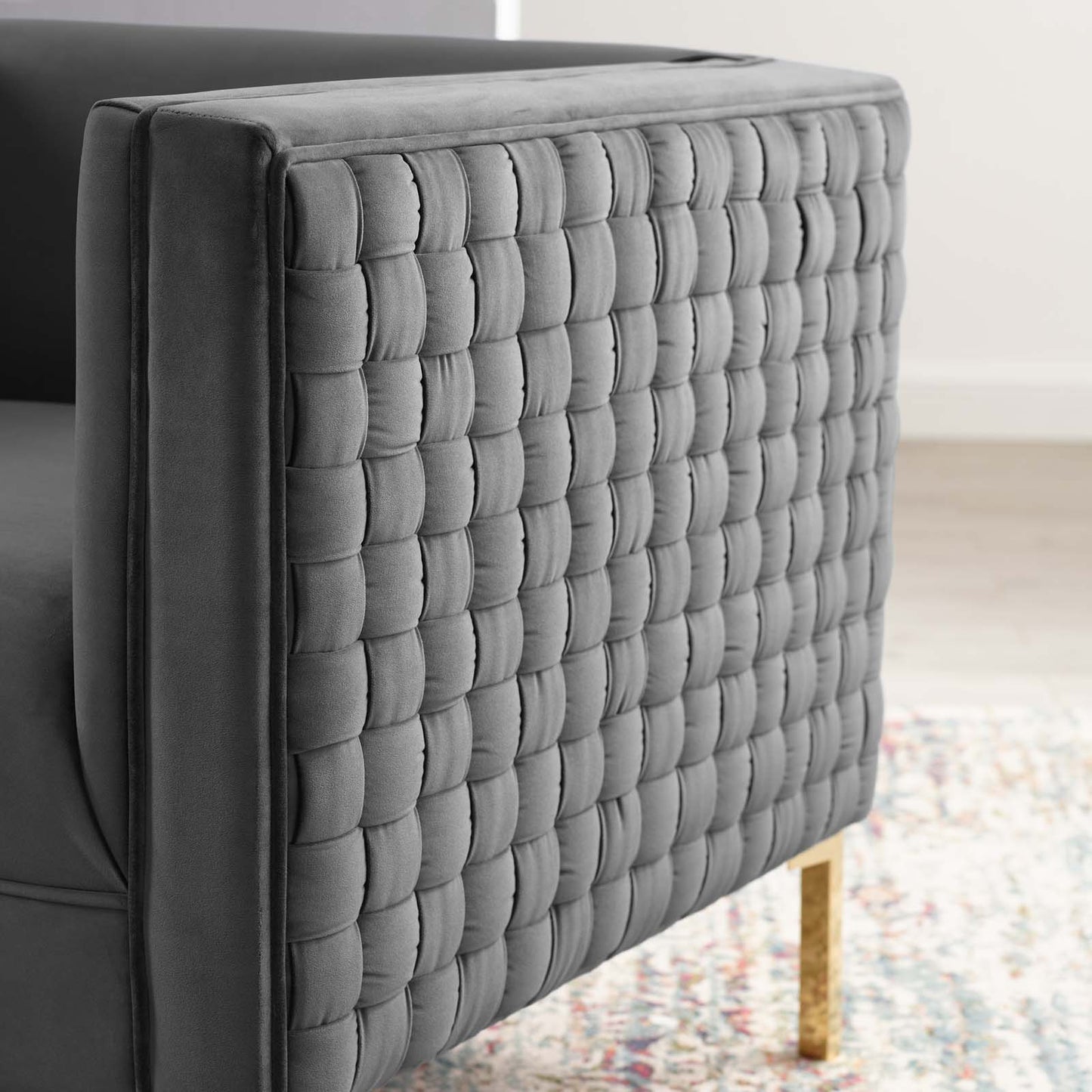 Resonate Performance Velvet Armchair, Velvet, Dark Grey Gray, 18782