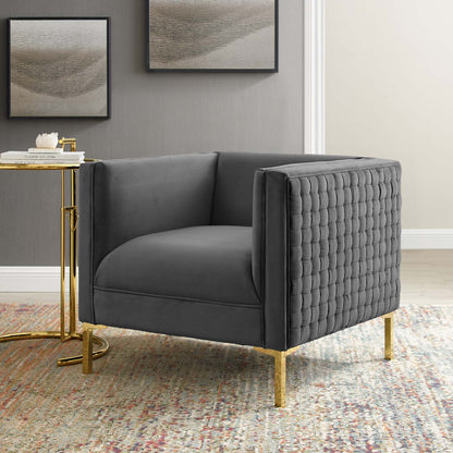 Resonate Performance Velvet Armchair, Velvet, Dark Grey Gray, 18782