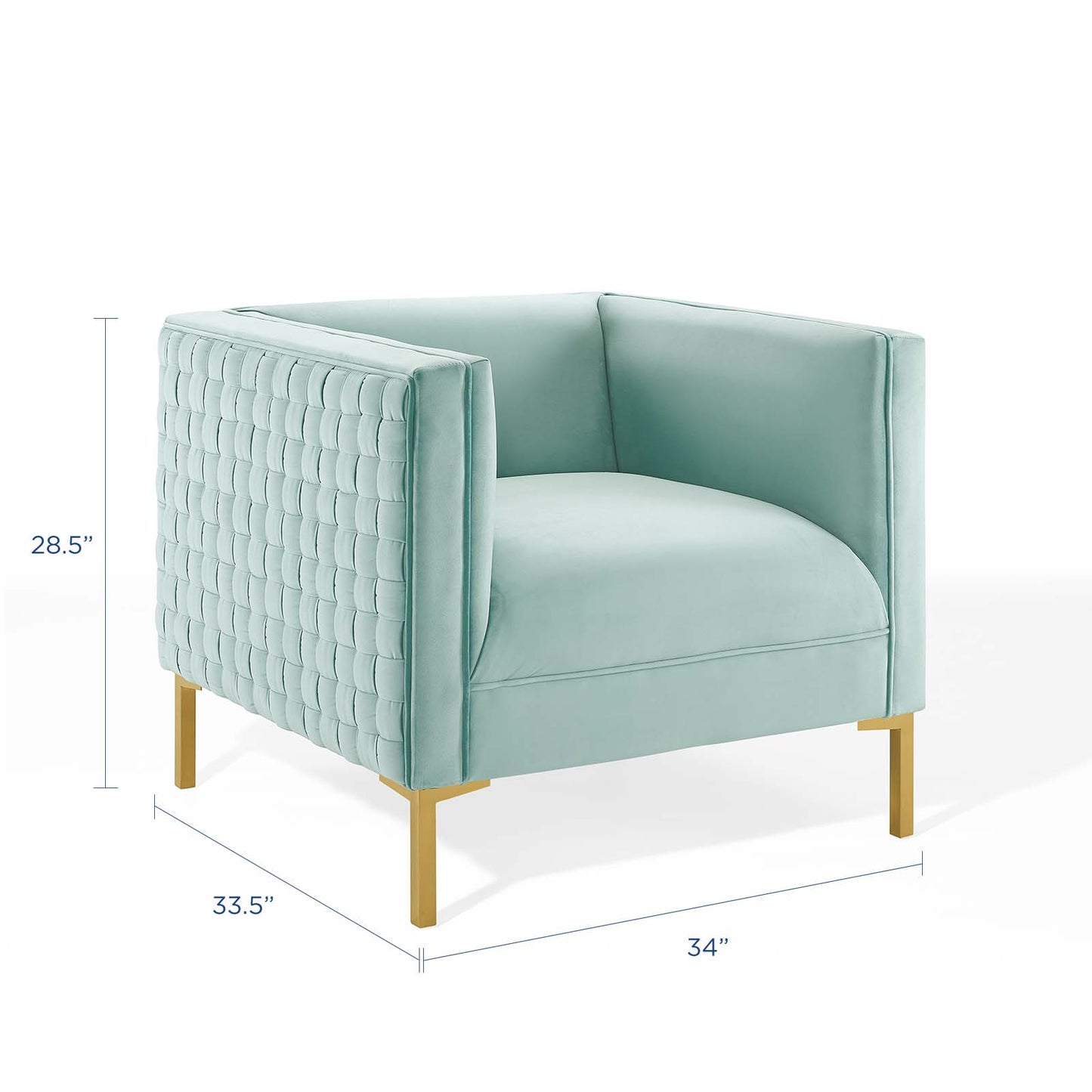 Resonate Performance Velvet Armchair, Velvet, Blue, 18783