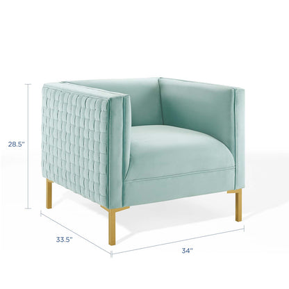 Resonate Performance Velvet Armchair, Velvet, Blue, 18783