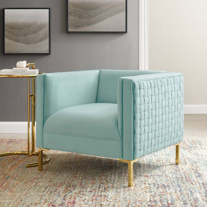 Resonate Performance Velvet Armchair, Velvet, Blue, 18783